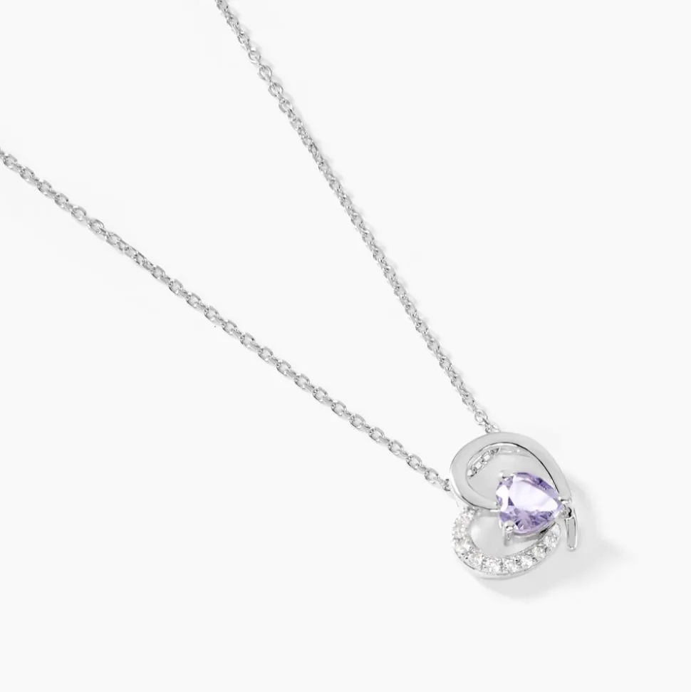 Collier Eliana Or Blanc Amethyste Et Oxyde De Zirconium