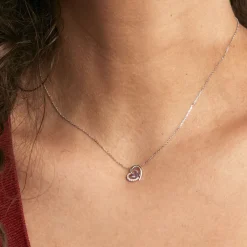 Collier Eliana Or Blanc Amethyste Et Oxyde De Zirconium