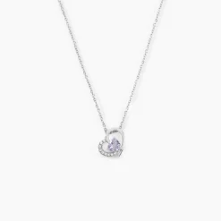 Collier Eliana Or Blanc Amethyste Et Oxyde De Zirconium