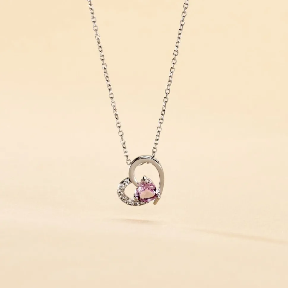 Collier Eliana Or Blanc Amethyste Et Oxyde De Zirconium