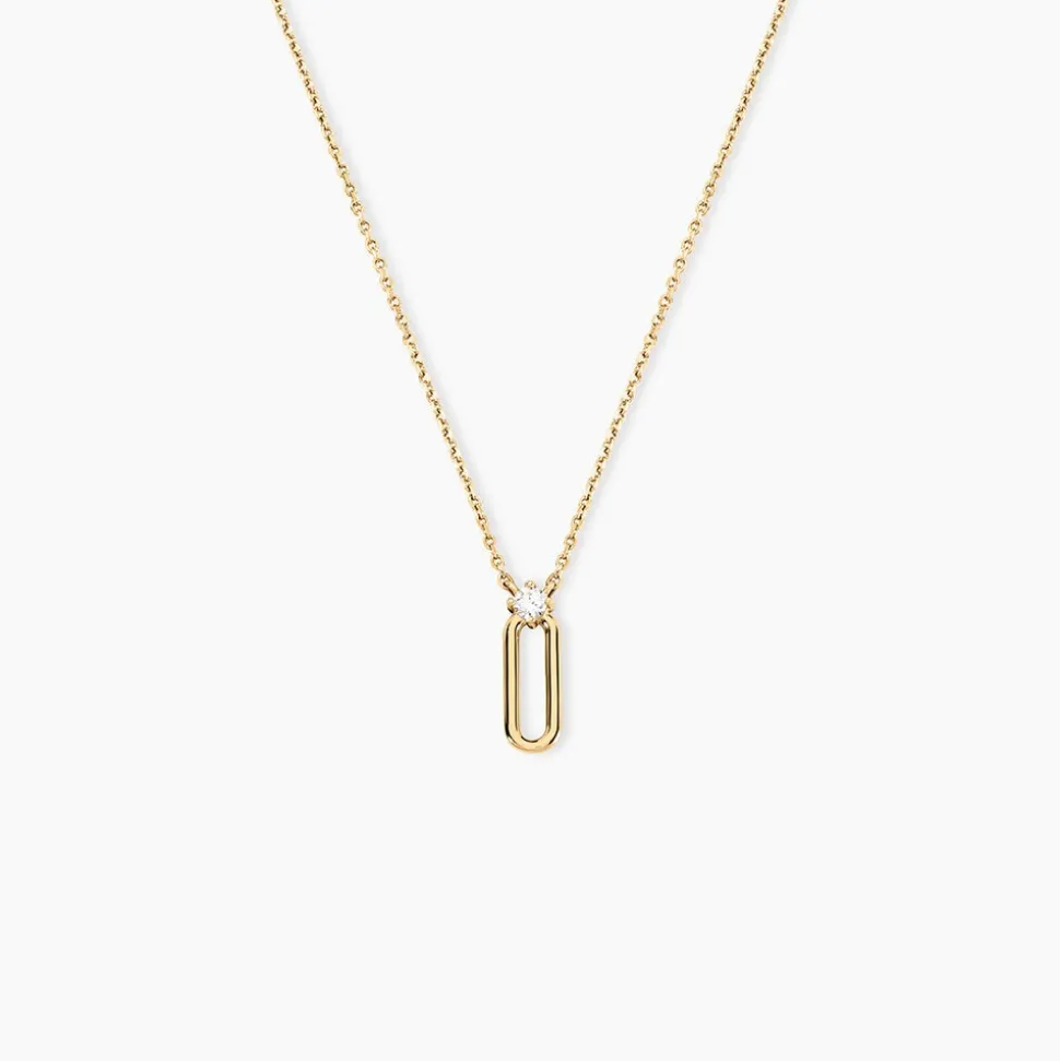 Collier Ellin Plaque Or Jaune Oxyde De Zirconium