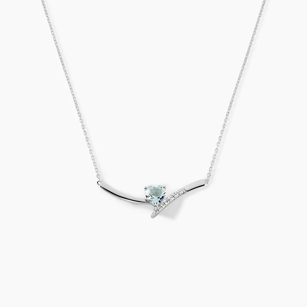 Marc Orian Colliers Cœur|Colliers > Collier Eva Or Blanc Topaze Et Oxyde De Zirconium