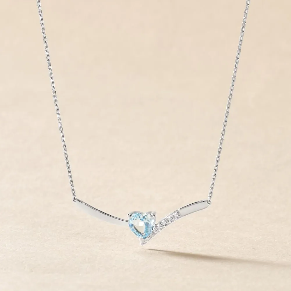 Marc Orian Colliers Cœur|Colliers > Collier Eva Or Blanc Topaze Et Oxyde De Zirconium