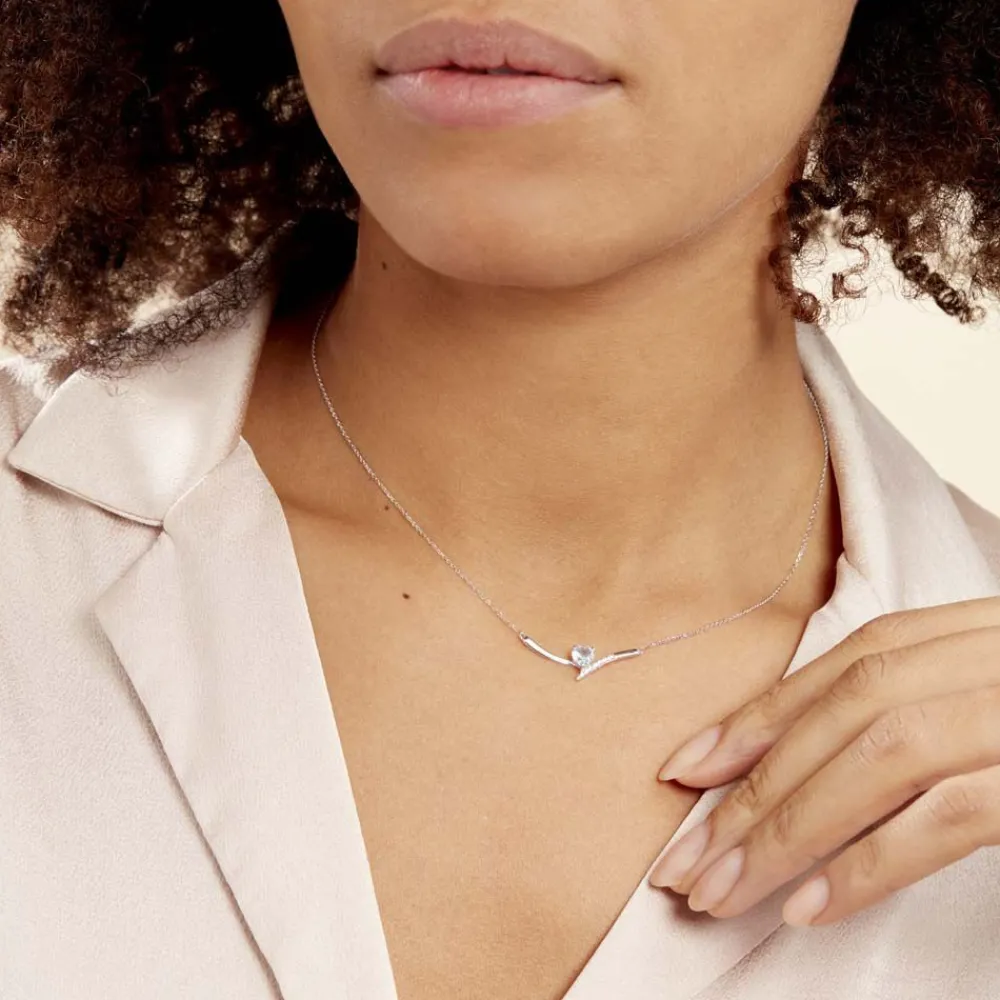 Marc Orian Colliers Cœur|Colliers > Collier Eva Or Blanc Topaze Et Oxyde De Zirconium