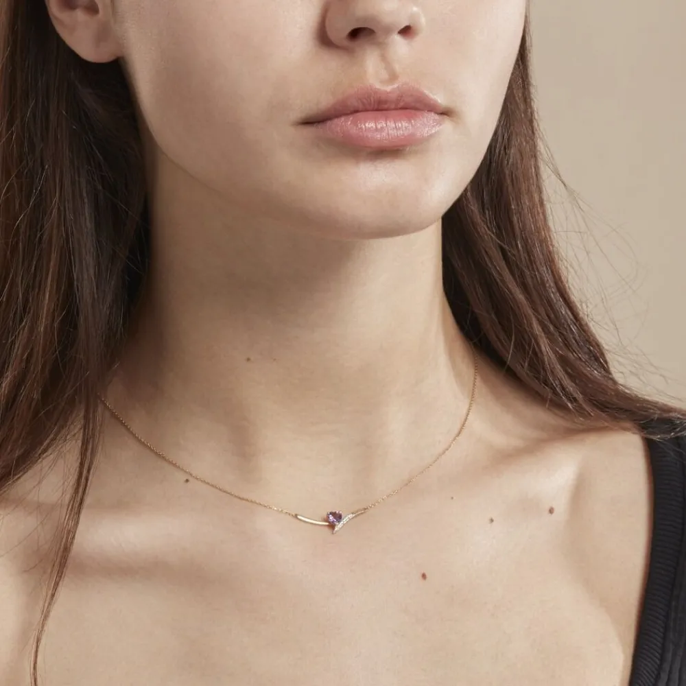 Marc Orian Colliers Cœur|Colliers > Collier Eva Or Jaune Amethyste Et Oxyde De Zirconium