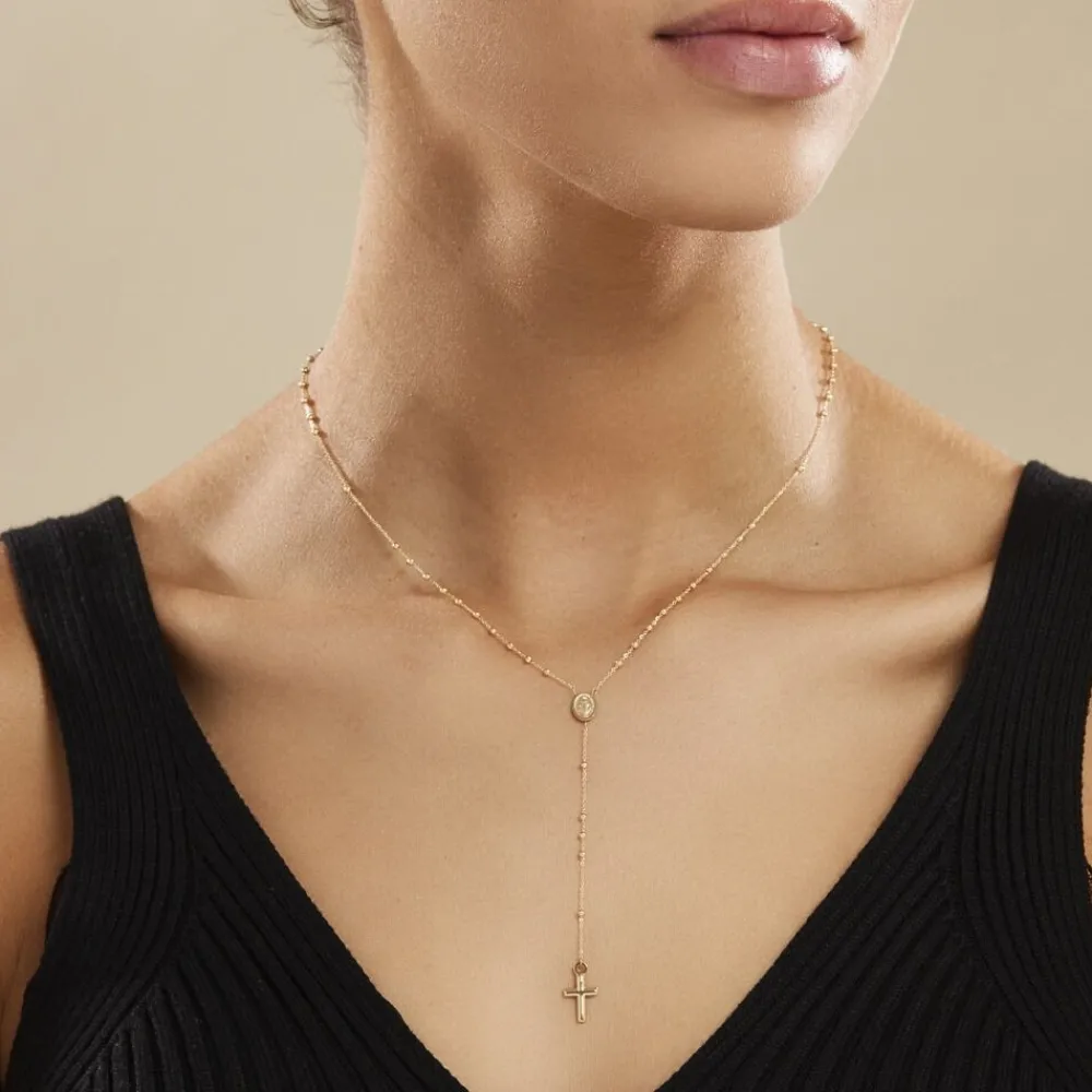 Marc Orian Colliers|Bijoux Homme > Collier Evelina Croix Maille Boule Or Jaune