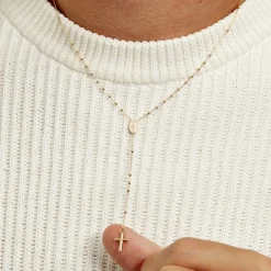 Marc Orian Colliers|Bijoux Homme > Collier Evelina Croix Maille Boule Or Jaune
