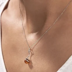 Collier Famata Argent Blanc Ambre