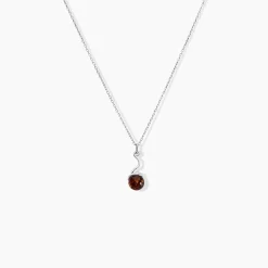 Collier Famata Argent Blanc Ambre