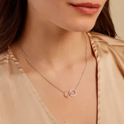 Collier Fei Or Jaune Argent Blanc Oxyde De Zirconium