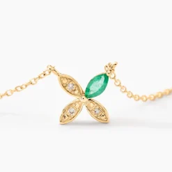 Marc Orian Colliers|Colliers Avec Pierres > Collier Flower Power Or Jaune Emeraude Diamant