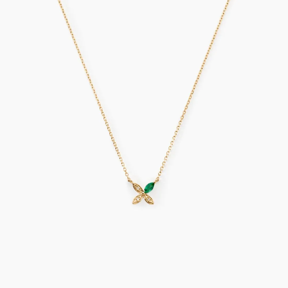 Marc Orian Colliers|Colliers Avec Pierres > Collier Flower Power Or Jaune Emeraude Diamant