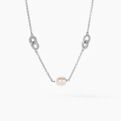 Collier Gaetane Argent Blanc Perle De Culture Oxyde De Zirconium