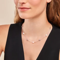 Collier Gaetane Argent Blanc Perle De Culture Oxyde De Zirconium