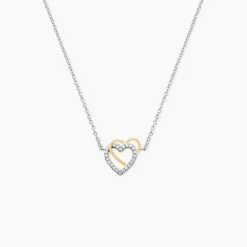 Collier Gine Or Jaune Argent Blanc Oxyde De Zirconium