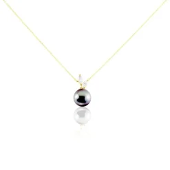 Collier Giuseppe Or Jaune Perle De Tahiti Oxyde Zirconium