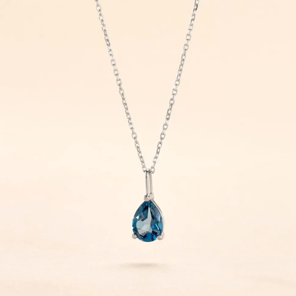 Collier Goutte Or Blanc Topaze