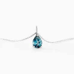 Collier Goutte Or Blanc Topaze