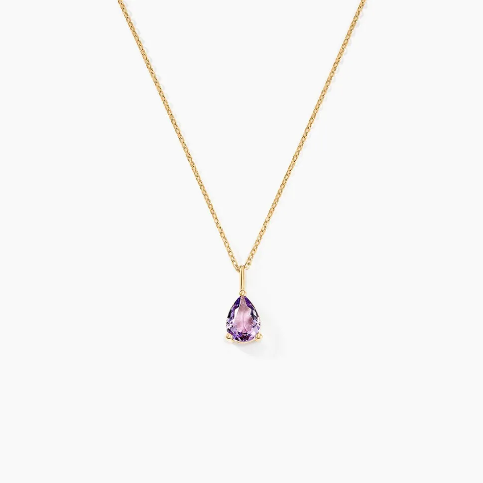 Collier Goutte Or Jaune Amethyste