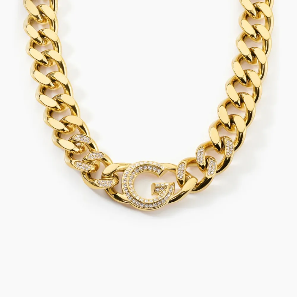 GUESS BIJOUX Colliers|Colliers Avec Pierres > Collier Guess G Crystal Acier Jaune Oxyde De Zirconium