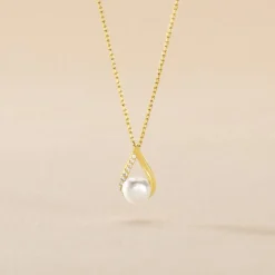 Marc Orian Parures De Mariage|Colliers > Collier Helin Or Jaune Perle De Culture Et Oxyde De Zirconium