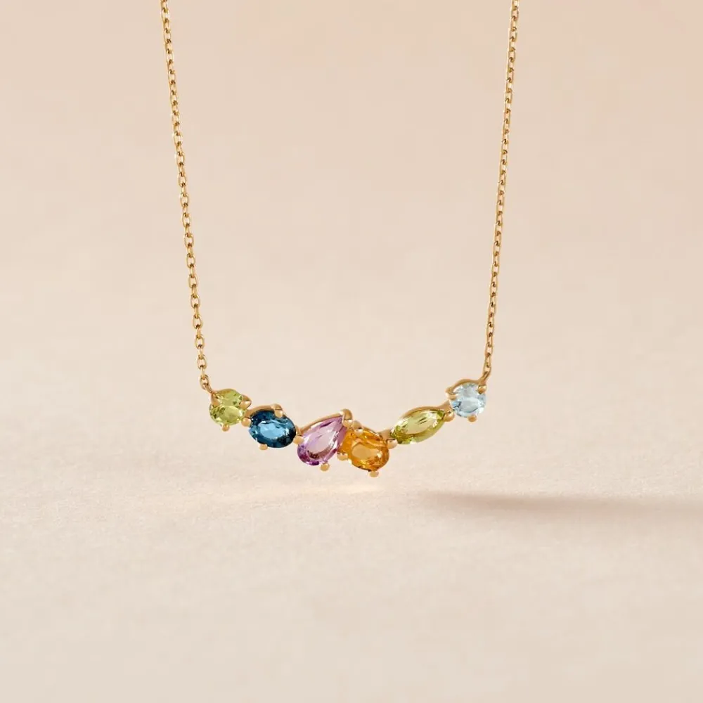 Marc Orian Colliers|Colliers Avec Pierres > Collier Hortense Or Jaune Topaze Péridot Améthyste