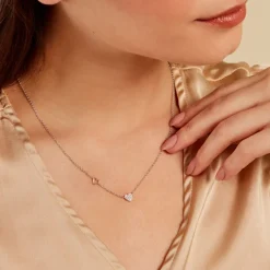 Collier Joia Or Jaune Argent Blanc Oxyde De Zirconium