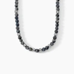 JOURDAN Colliers Fantaisie|Colliers > Collier Acier Blanc Labradorite