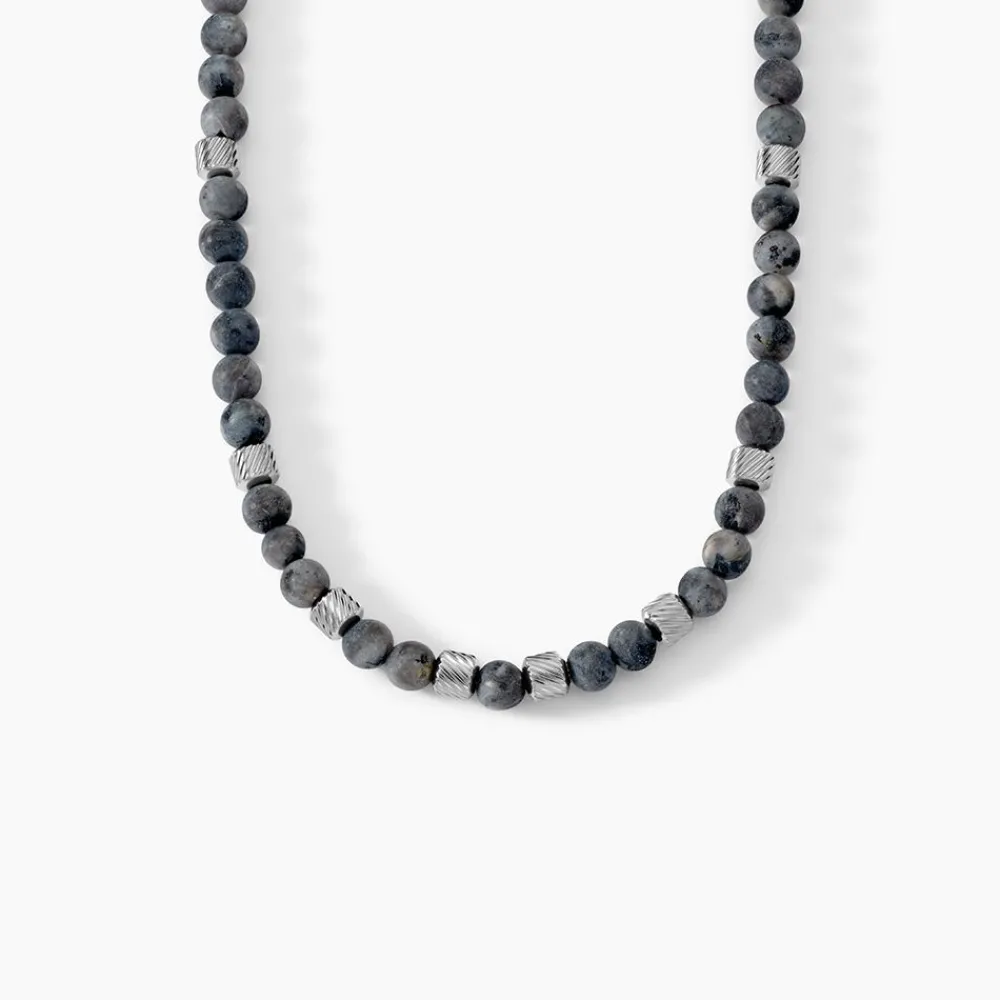 JOURDAN Colliers Fantaisie|Colliers > Collier Acier Blanc Labradorite