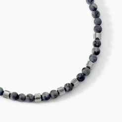 JOURDAN Colliers Fantaisie|Colliers > Collier Acier Blanc Labradorite