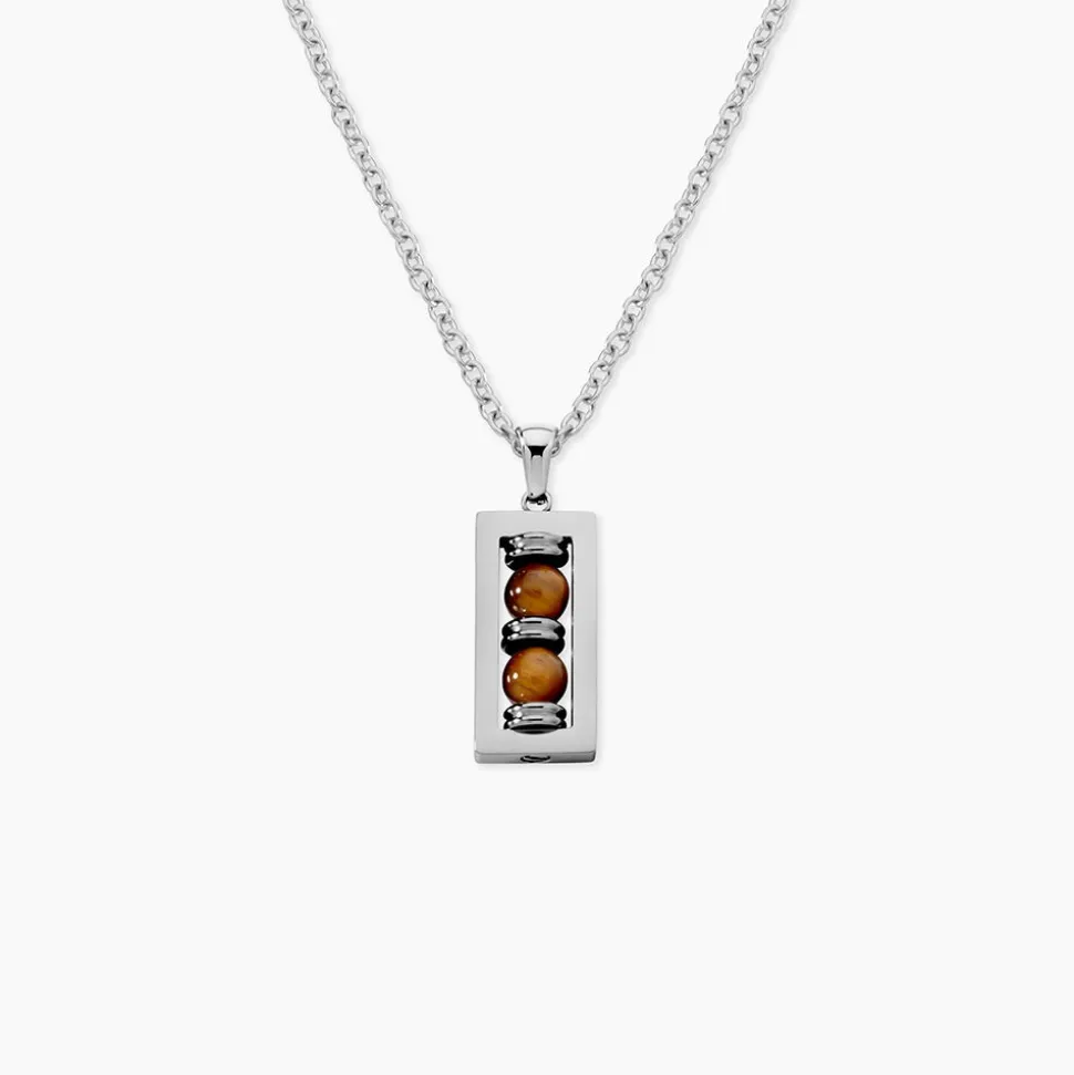 Collier Jourdan Acier Blanc Oeil De Tigre