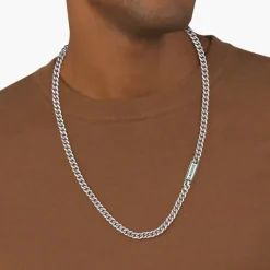 LACOSTE BIJOUX Colliers|Colliers Acier Inoxydable > Collier Lacoste District Acier Blanc