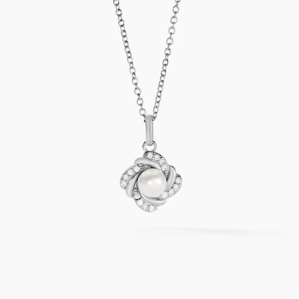Collier Laetoria Argent Blanc Perle De Culture Oxyde De Zirconium