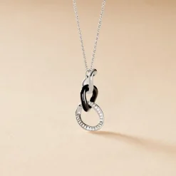 Collier Link Argent Blanc Céramique Et Oxyde De Zirconium