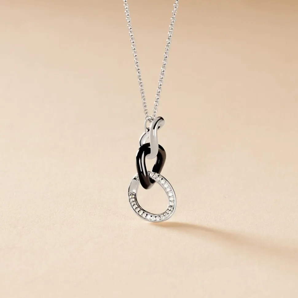 Collier Link Argent Blanc Céramique Et Oxyde De Zirconium