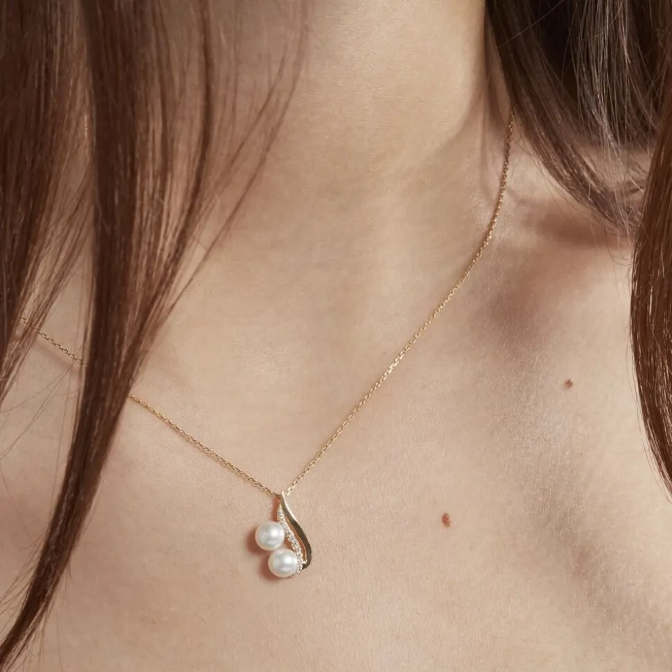 Collier Loeva Or Jaune Perle De Culture Et Oxyde De Zirconium
