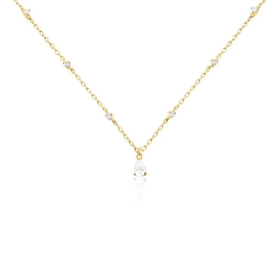 Collier Lovel Plaqué Or Doré Oxyde De Zirconium