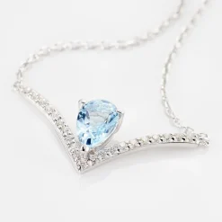 Marc Orian Colliers|Colliers Avec Pierres > Collier Marlene Or Blanc Topaze Et Oxyde De Zirconium
