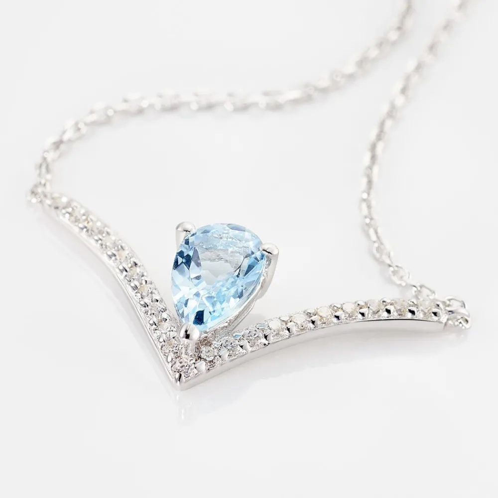 Marc Orian Colliers|Colliers Avec Pierres > Collier Marlene Or Blanc Topaze Et Oxyde De Zirconium
