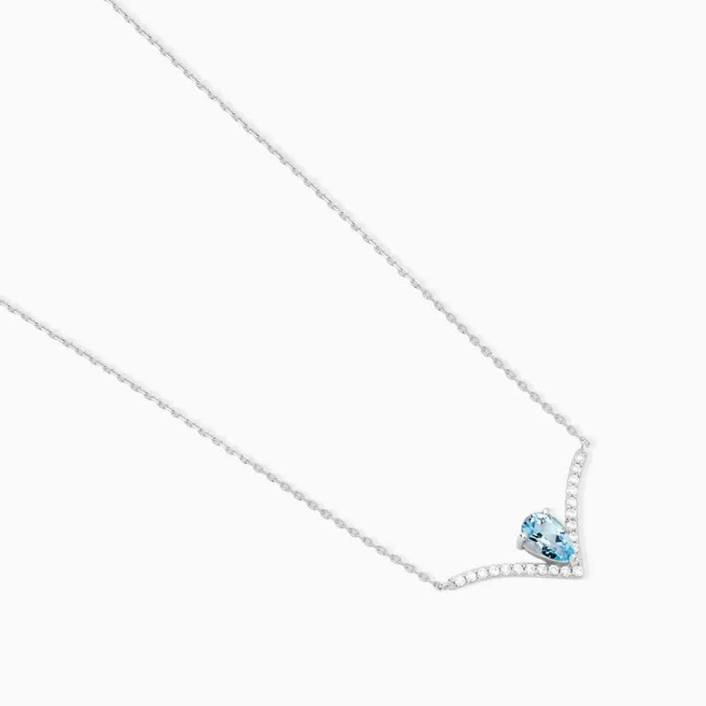Marc Orian Colliers|Colliers Avec Pierres > Collier Marlene Or Blanc Topaze Et Oxyde De Zirconium