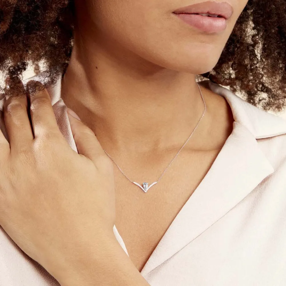 Marc Orian Colliers|Colliers Avec Pierres > Collier Marlene Or Blanc Topaze Et Oxyde De Zirconium