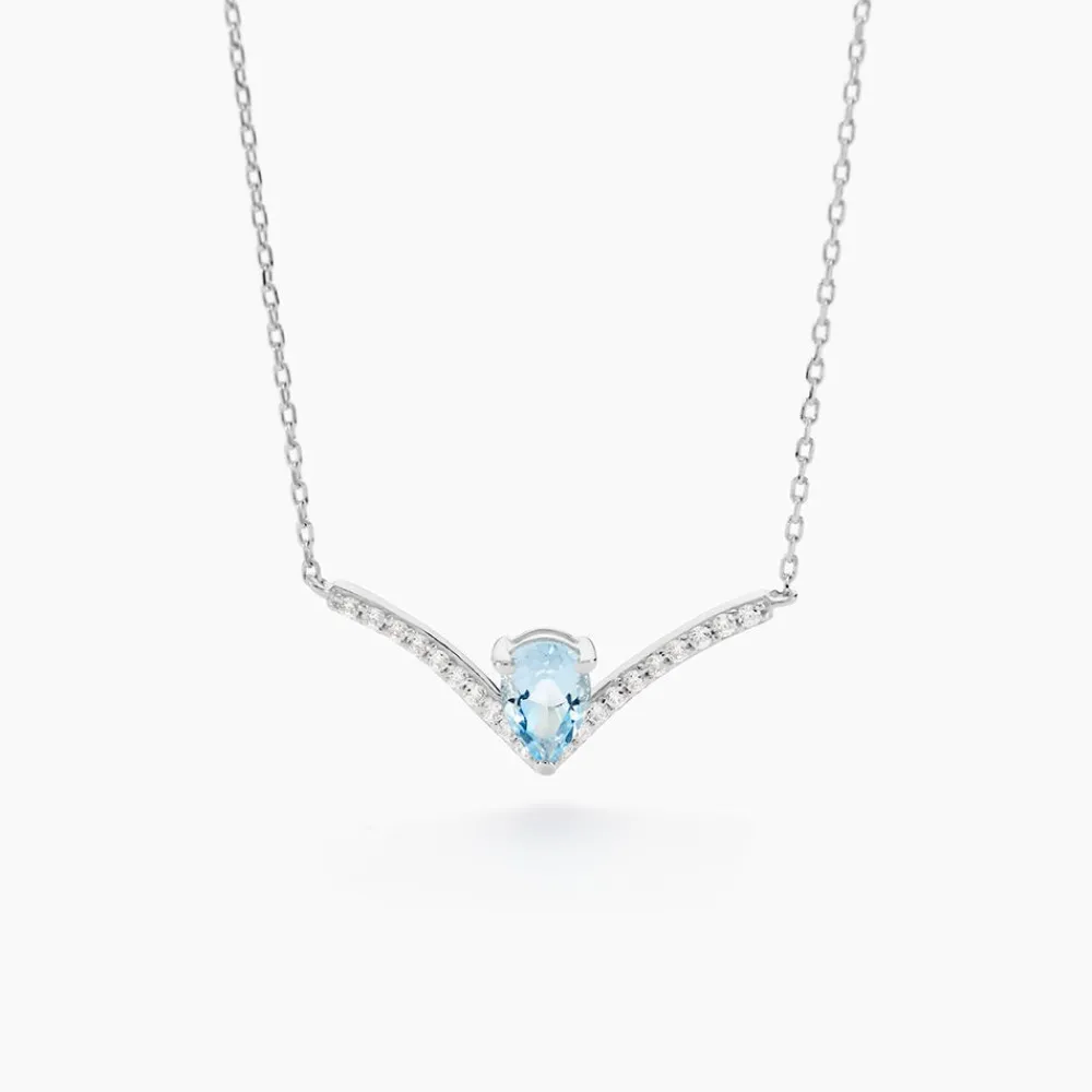 Marc Orian Colliers|Colliers Avec Pierres > Collier Marlene Or Blanc Topaze Et Oxyde De Zirconium
