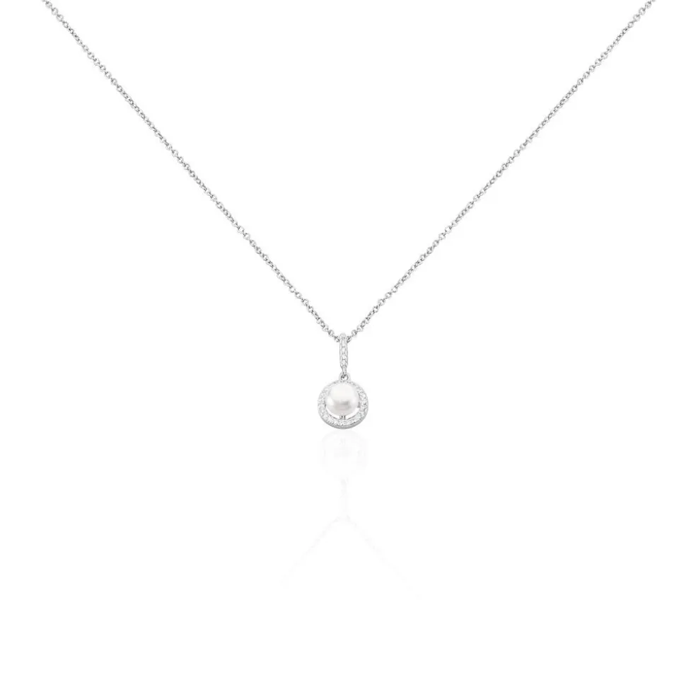 Collier Mathie Argent Blanc Perle De Culture Et Oxyde De Zirconium