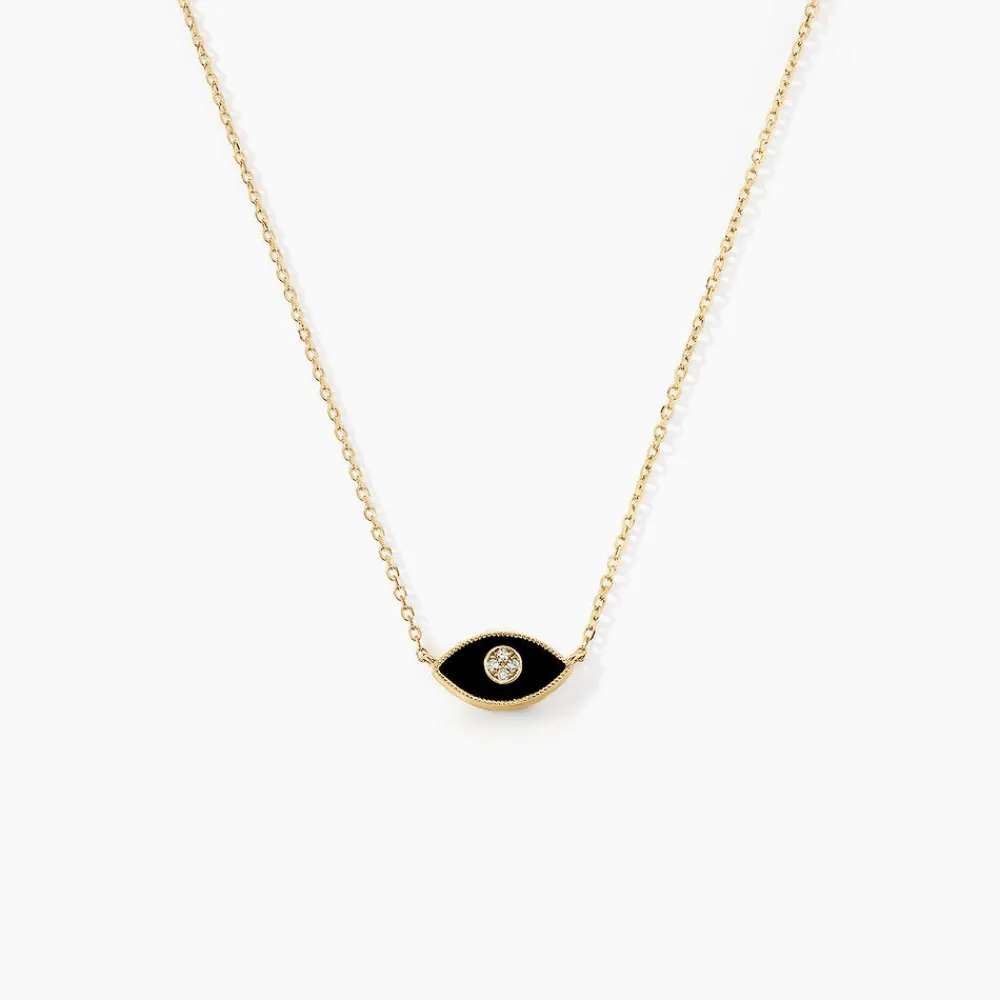 Marc Orian Colliers|Colliers Avec Pierres > Collier Matiasma Or Jaune Onyx Diamant or jaune onyx noir