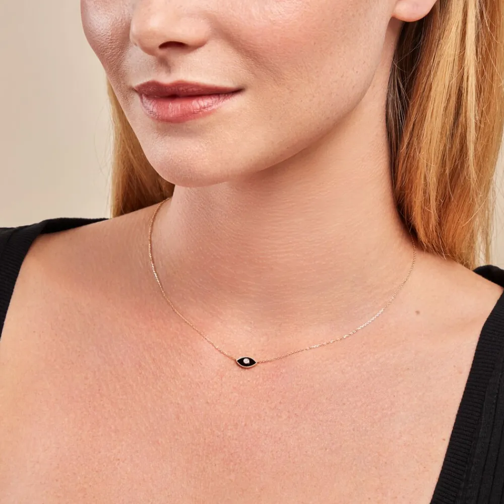Marc Orian Colliers|Colliers Avec Pierres > Collier Matiasma Or Jaune Onyx Diamant or jaune onyx noir