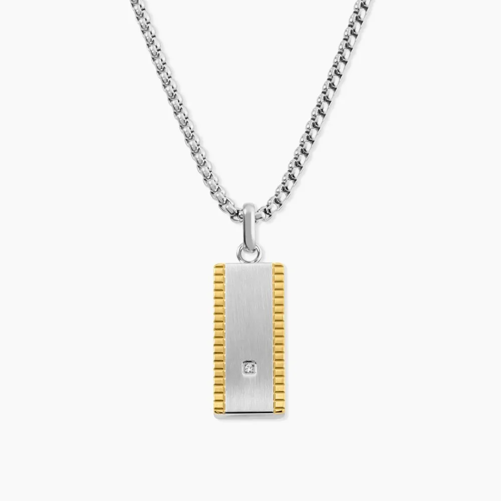 JOURDAN Colliers|Colliers Avec Pierres > Collier Métal Acier Diamant Synthétique