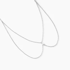 Collier Navette Argent Blanc Oxyde De Zirconium