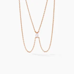 Collier Navette Argent Rose Oxyde De Zirconium