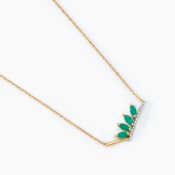 Marc Orian Colliers|Colliers Avec Pierres > Collier Navette Or Jaune Emeraude Diamant