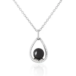 Collier Nerea Argent Blanc Céramique Et Oxyde De Zirconium